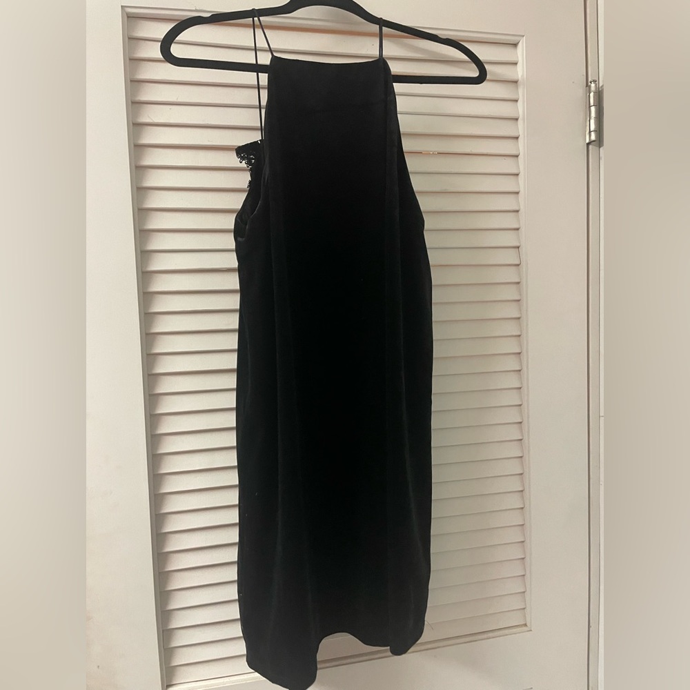 Velvet Black Dress with Lace open back.
